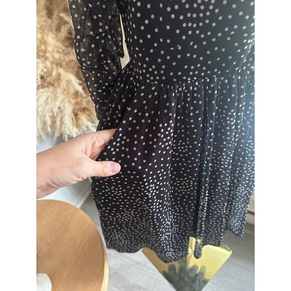 NWT Torrid Mini Mesh Long Sleeve Ruched Skater Dress Black Dot Size Medium - Picture 9 of 11